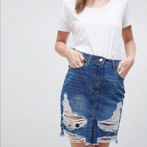ASOS Parisien Denim Ripped Skirt